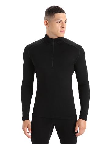 Black Icebreaker Merino 260 Tech Long Sleeve Half Zip Thermal Top Men's Base Layers | AU 1387UZGT